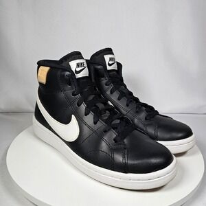 Nike Court Royale 2 Mid Leather Sneakers‎ Black White High Top Size 6.5